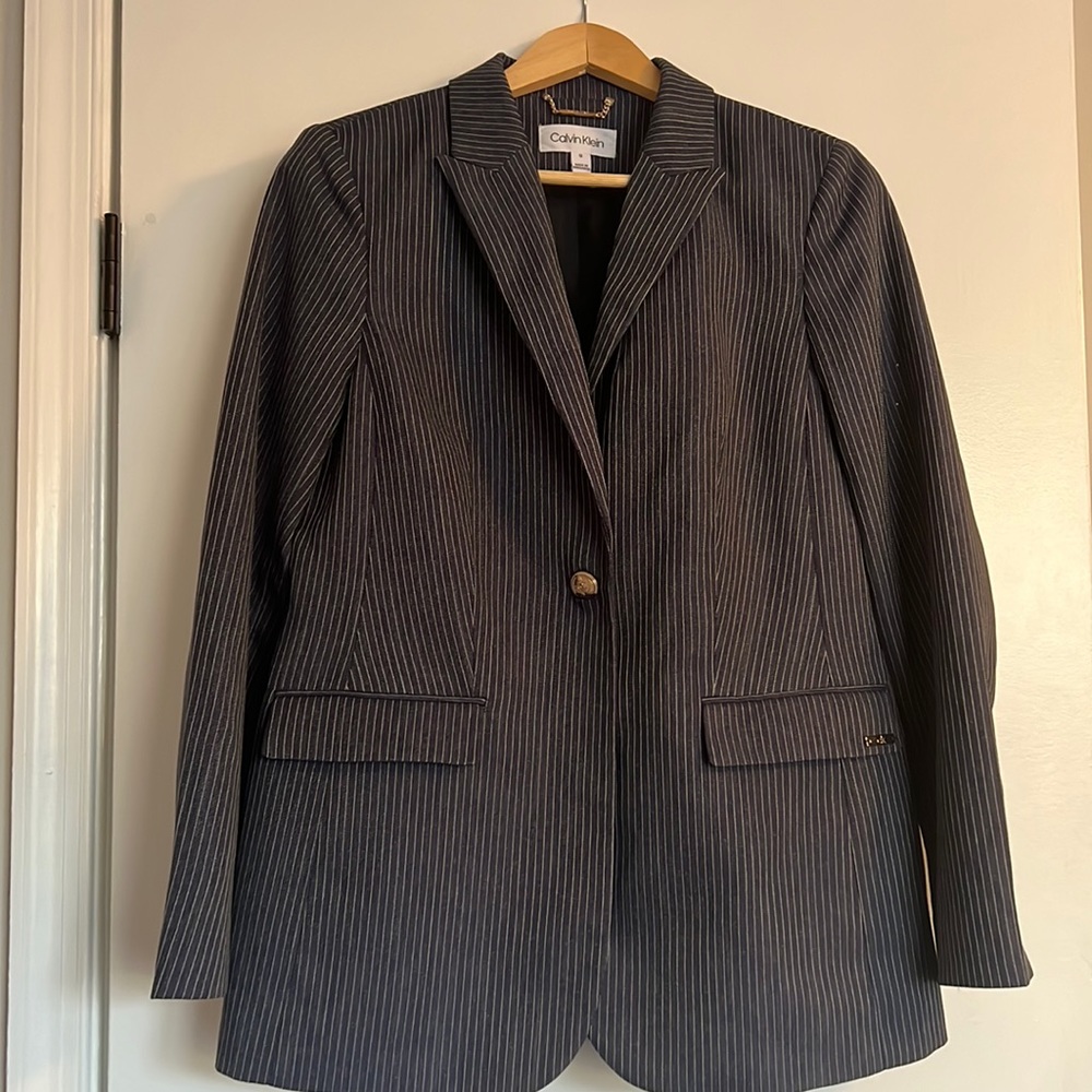 CALVIN KLEIN Crosshatch Twill One-button Jacket